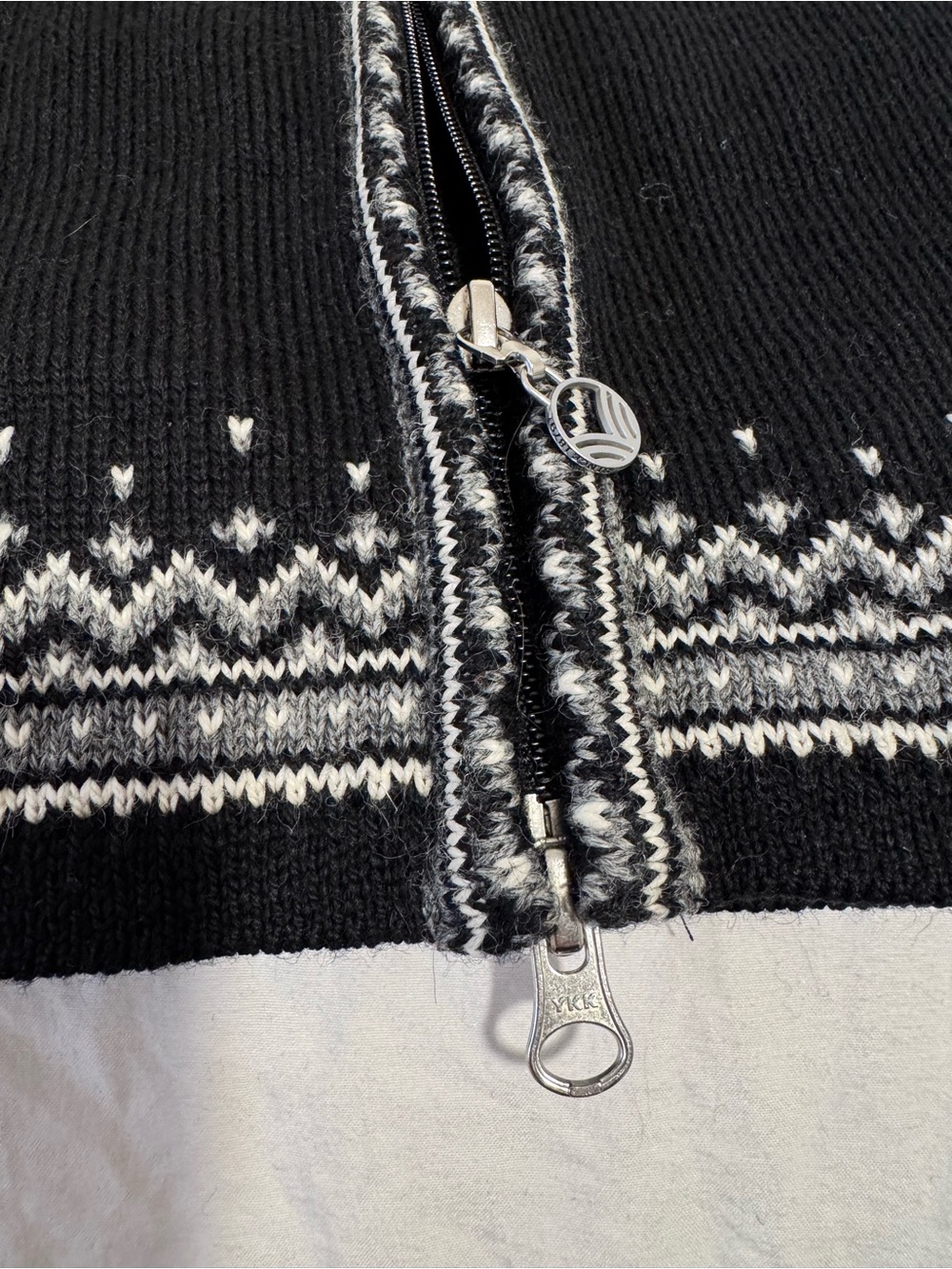 Dale of Norway 100% Wool Double Zip-Up Nordic fair isle Sweater Cardigan L - Picture 6 of 13